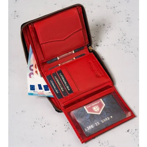 Peterson 340.02 RFID czarno-czerwony – tył portfela męskiego / Peterson 340.02 RFID black-red – back view men’s wallet