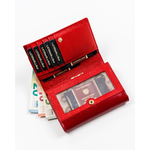 PETERSON skórzany portfel damski PL445 RFID czerwony