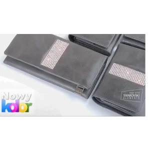 Portfel damski Swarovski CV-140 szary wnętrze 7 miejsc na karty i 3 przegrody Women’s wallet Swarovski CV-140 grey interior 7 card slots and 3 compartments