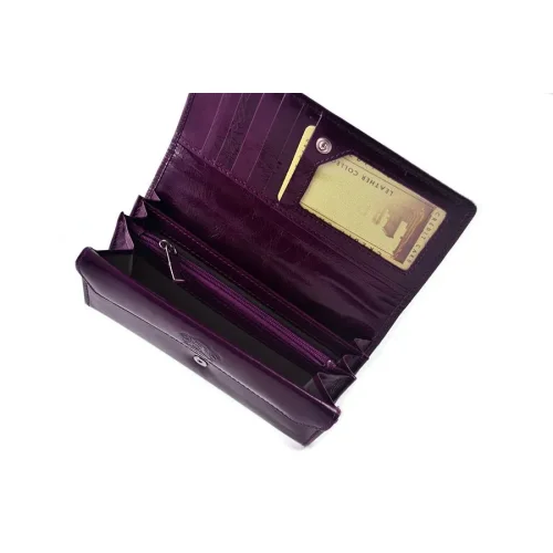 SV-070 Skórzany portfel damski Swarovski® fioletowy – 183 kryształy