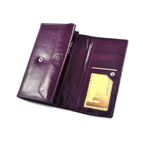 SV-070 Skórzany portfel damski Swarovski® fioletowy – 183 kryształy