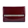 Ciemnoczerwony portfel damski SV-020 z lakierowanej skóry z kryształami Swarovski® RFID Dark red women’s leather wallet