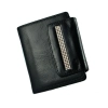Czarny portfel damski Swarovski SV-050 z lakierowanej skóry naturalnej z kryształami Swarovski® RFID Black women’s paten