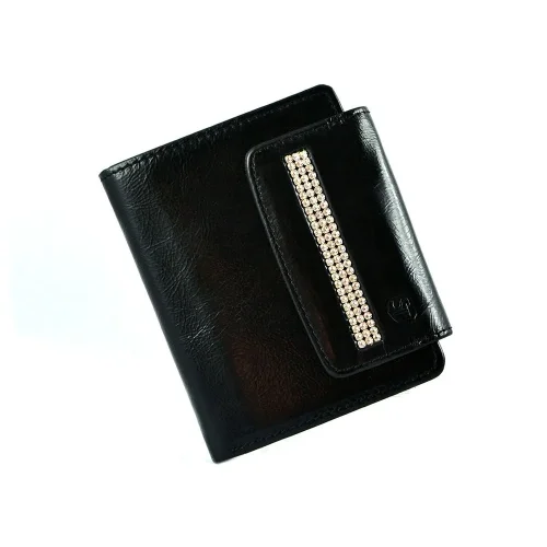 Ekskluzywny czarny portfel z kryształami Swarovski® – model SV-050 Luxury black wallet with Swarovski® crystals – model SV-050