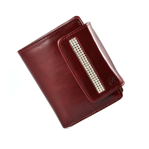 SV 050  portfel damski z kamieniami swarovskiego ciemna czerwień