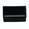 Skórzany portfel damski z kryształami Swarovski® czarny SV-060 widok z przodu, elegancka lakierowana skóra Black women’s