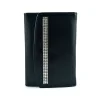 Skórzany portfel damski Swarovski® czarny SV-060 zamknięty minimalistyczny design Black Swarovski® women’s leather wallet SV-060 closed view minimalist design