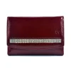 Portfel damski SV-060 ciemna czerwień z kryształami Swarovski skóra licowa RFID SV-060 women’s wallet dark red with Swar