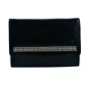 Skórzany portfel damski z kryształami Swarovski® czarny SV-060 widok z przodu, elegancka lakierowana skóra Black women’s