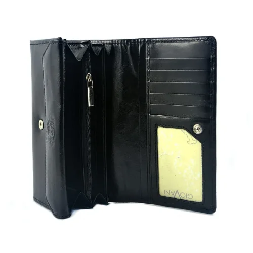 portfel Swarovski SV-070 czarny – wnętrze z miejscami na karty | Swarovski SV-070 black wallet – interior with card slots