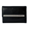 Czarny portfel damski SV-020 z lakierowanej skóry z kryształami Swarovski® RFID Black women’s leather wallet SV-020 with