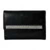 Czarny portfel damski SV-020 z lakierowanej skóry z kryształami Swarovski® RFID Black women’s leather wallet SV-020 with