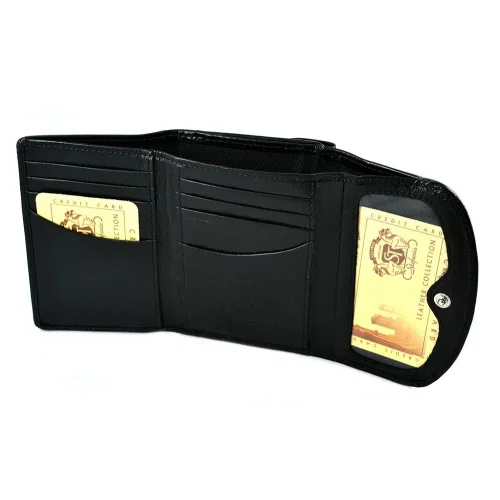 Skórzany portfel Swarovski SV-020 czarny – eleganckie wykończenie Swarovski SV-020 black leather wallet – elegant finish