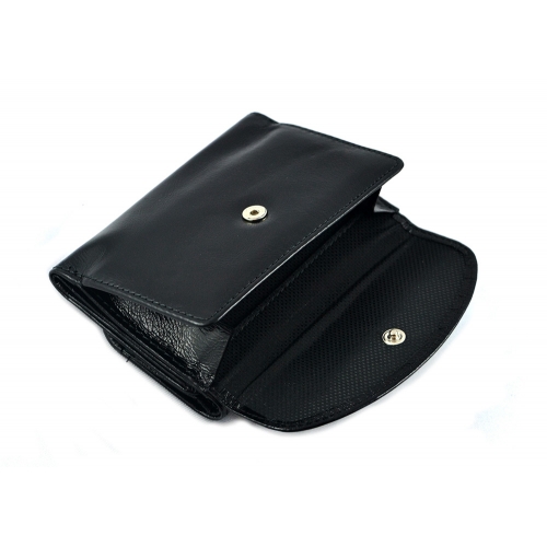 SV 020  skórzany portfel z kamieniami swarovskiego * czarny